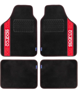 Set 4 tappetini per auto sparco nero/rosso in moquette